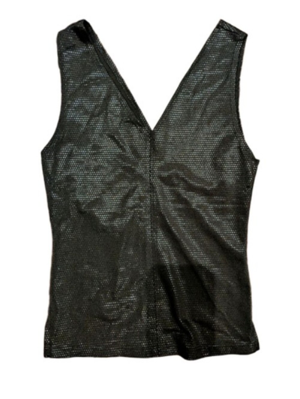 Vintage Y2K Black Sparkly V Neck Tank Top XXS 0